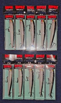 ❗Lote de 10❗️RAPALA Original Flotante F9 Señuelos Bajo Lucio Walleye Cebos 31/2" PLATEADO Foto 1 de 4