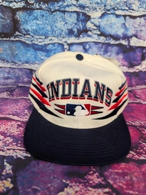 Vintage Cleveland Indians MLB Tribe Logo Athletic Diamond Cut Snapback Hat - Image 1 of 4