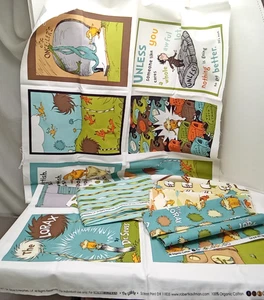 Lot-6 Dr Seuss Lorax Fabric Panel Bundle Quilt Remnant Robert KAUFMAN Cotton New - Picture 1 of 24