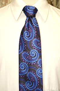 AsNu Ermenegildo Zegna Italien 61" x 3,5" blau rosa Paisley Seide Krawatte p3j9 - Bild 1 von 7