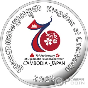 CAMBODIA JAPAN FRIENDSHIP 70° anniversario moneta argento 5000 Riels Cambodia 2023 - Foto 1 di 4