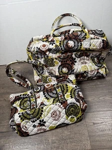Vera Bradley Duffel Bag Tote Set Womens Large Travel Quilted Floral Pockets - Picture 1 of 24