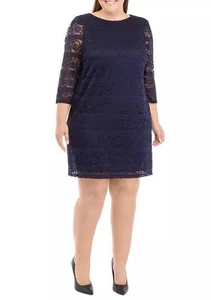 Vestido Vaina Jessica Howard Talla Grande Manga 3/4 Encaje 18W NUEVO $109 JH2W2616 - Imagen 1 de 4