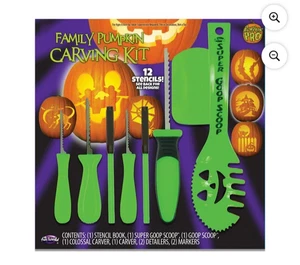 20 Stück Halloween Familie Kürbis Schnitzset 12 Schablonen mit Heft und... - Bild 1 von 9