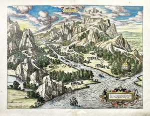 Thessalia Vale of Tempe Mount Olympus Greece engraving Kupferstich Ortelius 1595 - Bild 1 von 1