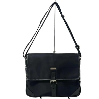 Auth Burberry Black Label - Black Cream Blue Nylon Leather Shoulder Bag - Image 1 of 4