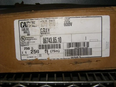 12/3 STO 600V grey copper Power Cable 250' New - Image 1 of 2