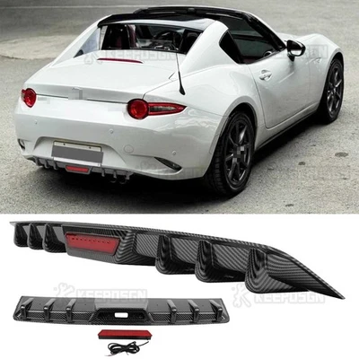 For Mazda MX-5 Miata ND 2016-2025 Rear Diffuser Bumper Spoiler Lip w/LED Lights - Image 1 of 4