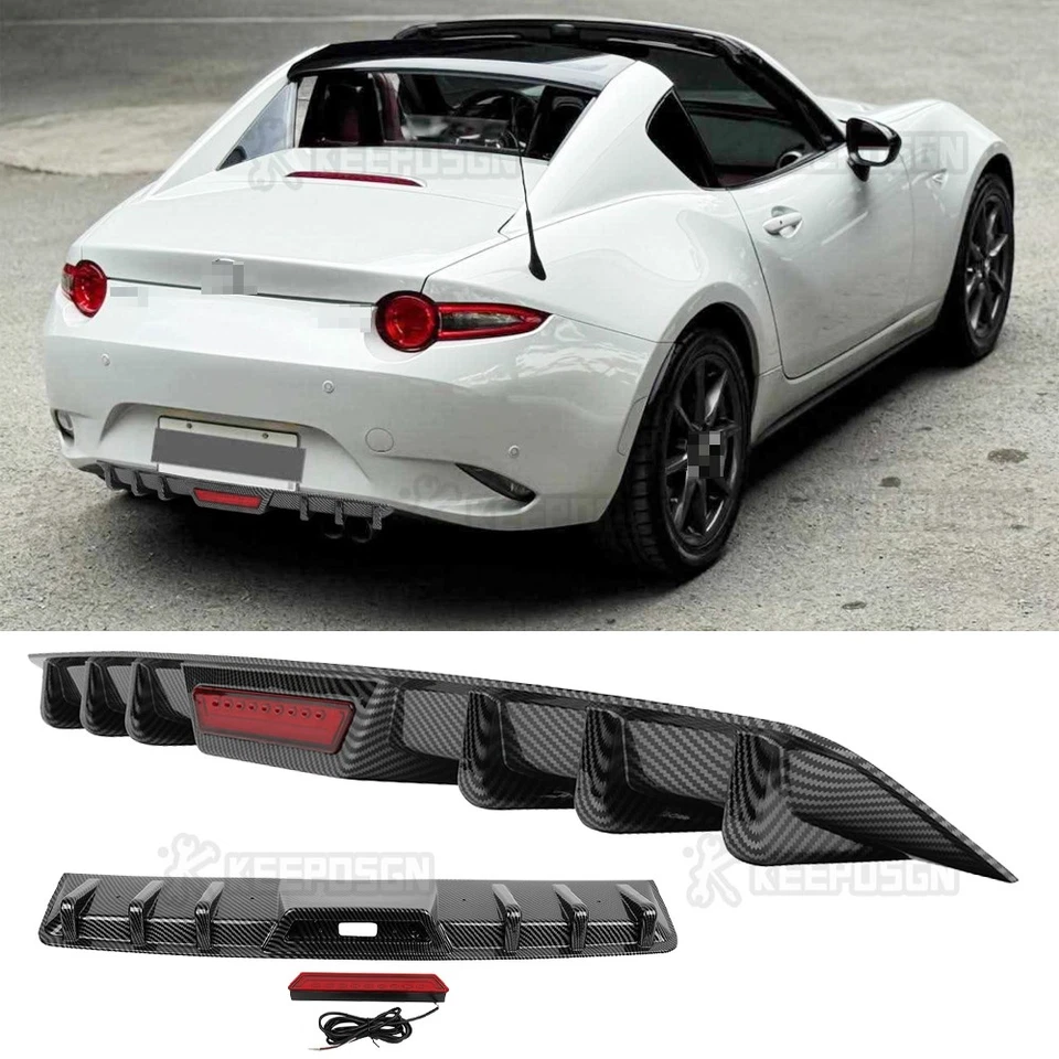For Mazda MX-5 Miata ND 2016-2025 Rear Diffuser Bumper Spoiler Lip w/LED Lights — 第 1/4 张图片