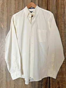 Vintage Claybrooke Wrinkle Free Oxford USA Dickes Elfenbeinhemd Tailliert 15.5 34/35 - Bild 1 von 12
