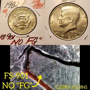 HIGH GRADE FS-901 NO "FG" 1982-P KENNEDY HALF DOLLAR ERROR VARIETY! - Picture 1 of 4