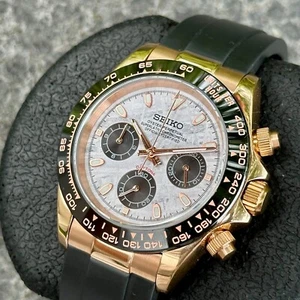 Seikmod ChronoTona | Cronografo Meteor Quadrante Oro Rosa NH38 Zaffiro Aut - Foto 1 di 7
