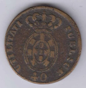 PORTUGAL 40 Réis copper 1827, see scans (ptg364) - Picture 1 of 2