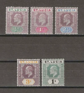 ST LUCIA 1902/03 SG 58/62 MINT - Picture 1 of 2