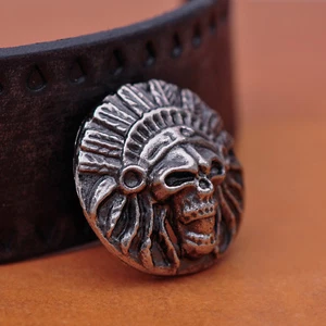 1-1/8" 10pcs Antique Silver Indian Head Stud Leathercraft Conchos Wallet Belt - Picture 1 of 9