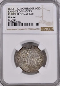 1396-1421 Crusader Rhodes Philibert Of Naillac Gigliato Crusader NGC MS62 - Picture 1 of 5