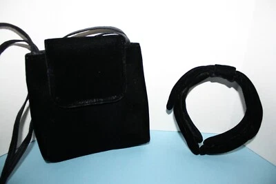 Vintage Black Velvet MARLO Shoulder Bag Purse ~ Black Velvet Headband Unsigned - Image 1 of 4