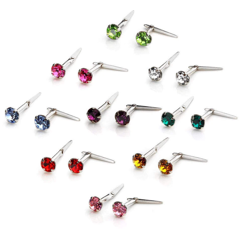 Sterling silver & 3mm CZ Crystal Andralok Stud Earrings Studs — 第 1/1 张图片