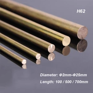 H62 Brass Round Bar Metal Copper Cu Solid Rod Φ2/Φ3/Φ4/Φ5/Φ6/Φ7/Φ8/Φ9/Φ10-Φ25mm - Picture 1 of 8
