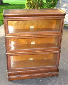 Antique HALE Quartersawn Tiger OAK Barrister Stacking Bookcase w/ Drawer Base - Picture 1 of 13