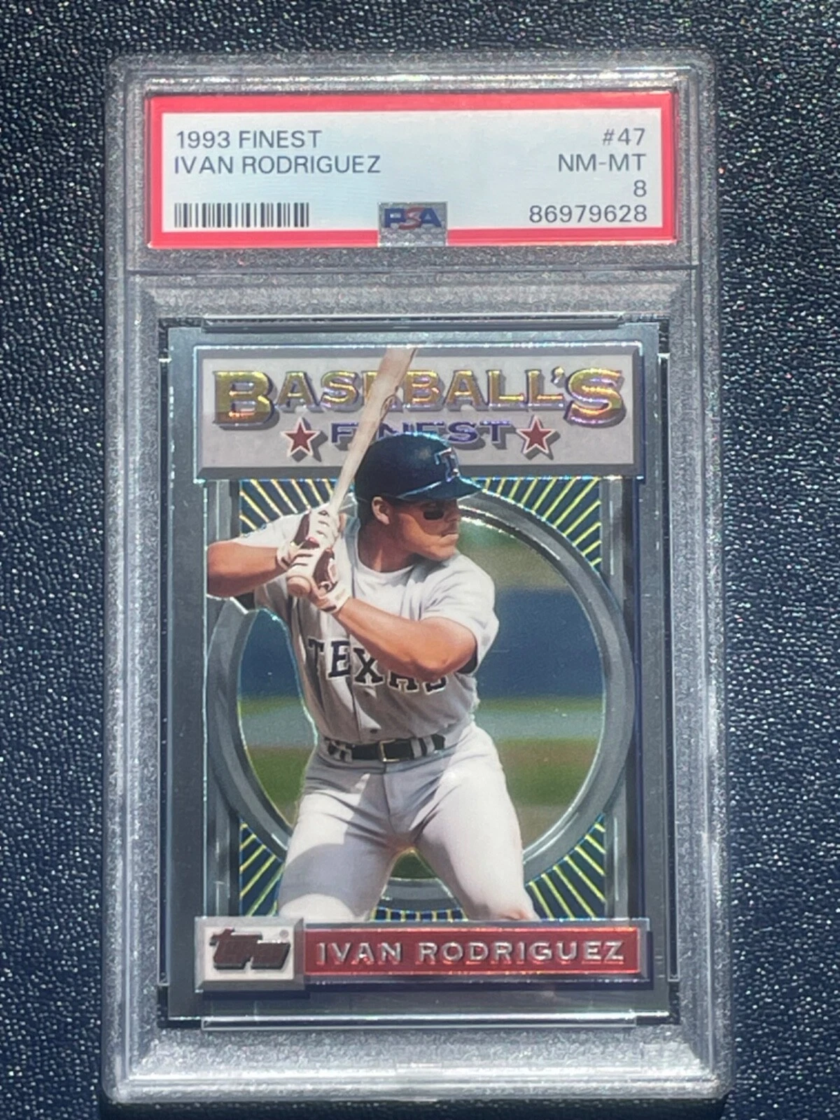 1993 Finest #47 Ivan Rodriguez HOF PSA 8 NM-MT Texas Rangers