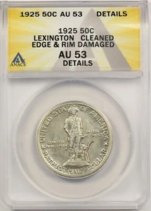 1925 Lexington 50C ANACS AU 53 Details Early Silver Commemorative Half Dollar - Picture 1 of 4