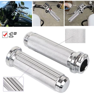 Chrome 1" Handlebar Hand Grips For Harley Touring Road King Electra Glide Dyna - Picture 1 of 15