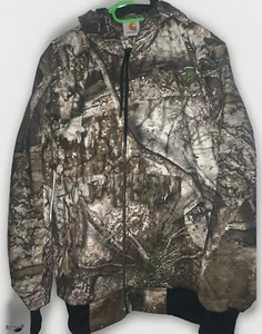 Cappotto Giacca Carhartt Rilavorato Full Zip Stampa Vero Albero Mimetico con Cappuccio - Uomo Large - Foto 1 di 5