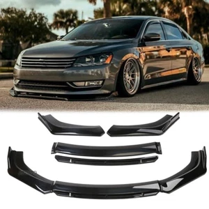 For VW Passat B8 2014-2021 Front Bumper Lip Spoiler Splitter Lower Glossy Black - Picture 1 of 11