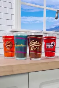 Fallout Nuka Cola Pub Glass Set | Quantum | Cherry | Orange - Picture 1 of 6