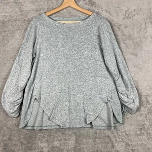 Anthropologie Saturday Sunday Women’s Small Sweater Top Ribbed Cinch Tie Sleeves - Picture 1 of 8