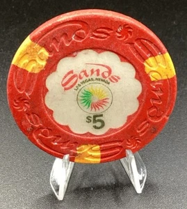 Chip de casino Sands $5 - Las Vegas 1989 - Edición molinillo - Imagen 1 de 2