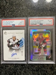 2017/18 UD SP AUTHENTIC OPC Clayton Keller FUTURE WATCH AUTO ROOKIE #/999 PSA 9