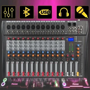 Pro Power Mixer 12 Channel Audio Mixing Console 16 DSP w/USB 110-220V Bluetooth - Picture 1 of 15