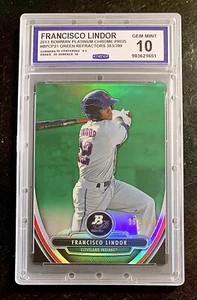 Bowman Platinum Francisco Lindor 2013 refractor verde #BPCP21 tarjeta #/399 CCG 10 - Imagen 1 de 3