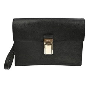 Bolso clutch de cuero negro Prada VR0049 113 XX08392 - Imagen 1 de 10