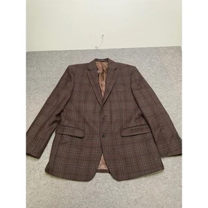 Lauren Ralph Lauren Brown Plaid Wool Blend Blazer Jacket Mens 40R - Picture 1 of 12