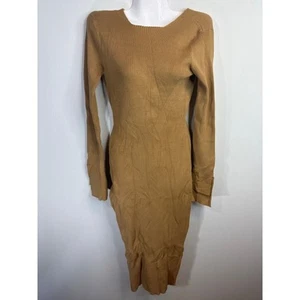 4th & Reckless Brown V-Back Square Neck Long Sleeve Sweater Dress Size 6 NWT - Picture 1 of 8