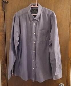 Mens Eddie Bauer L Purple Check Button Down Shirt Relaxed Fit Wrinkle-resistant  - Picture 1 of 7