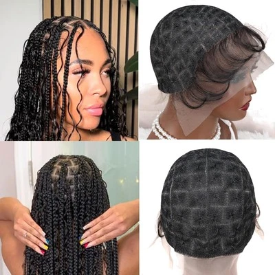 刺绣全双花边编织假发帽 1 件 DIY 假发帽钩针编织头发... — 第 1/4 张图片