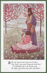 A. & C. Schwarze Kunst Postkarte. Rubaiyat von Omar Khayyam von Gilbert James um 1908. - Bild 1 von 2