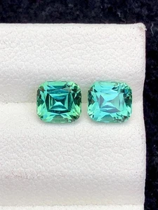 Blaugrüner Turmalin facettiertes Paar 1,90 ct - geeichte Steine für Ohrringe - Bild 1 von 9