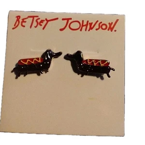 Betsey Johnson Hotdog Senf Dackel Ohrringe selten - Bild 1 von 4