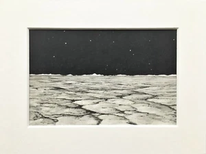 Mondlandschaft, Krater, Mond - Astronomiedruck - 1950er Jahre schwarz & weiß montiert - Bild 1 von 1