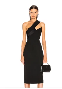 Abito da cocktail CUSHNIE et Ochs nero bordo raso una spalla taglio asimmetrico 2 - Foto 1 di 10