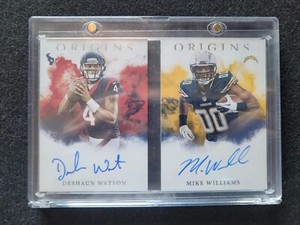2017 Origins DESHAUN WATSON & MIKE WILLIAMS RC ON CARD DUAL AUTO BOOKLET SSP /10