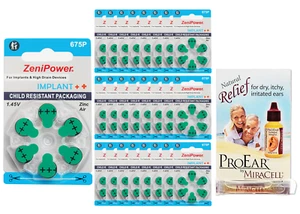 ZeniPower Size 675P MF Cochlear Batteries Zinc Air 1.4V Implant Plus (180 Pack) - Picture 1 of 5