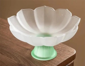 Refreshment Tray Glass Lotus Design Tall Plate For Fruit Cookies Creative China - Picture 1 of 14