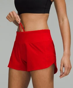 LULULEMON SPEED UP MR SHORT 4" INSEAM DARK RED SIZE-8 TALL LINED NEW - Picture 1 of 6
