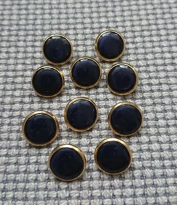 10 x Blue & Gold Tone Fancy Metal Look Buttons 13mm Vintage Gothic Style - Picture 1 of 3